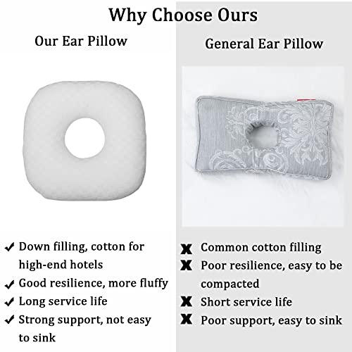 Image of Ear Piercing Pillow for Side Sleepers, Pillow with an Ear Hole for CNH and Ear Pain Ear Inflammation Pressure Sores, O-Shaped Side Sleeping Pillow, Ear Guard Pillow (Creamy-White)