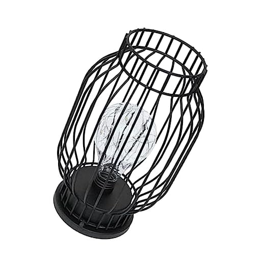 USHOBE Plataforma De Hierro Forjado En Forma De Linterna Jaula De Metal Lámpara De Mesita De Noche Lámpara Turca Jaula De Pájaros Lámpara De Noche Linterna Vintage Lámpara De Escritorio