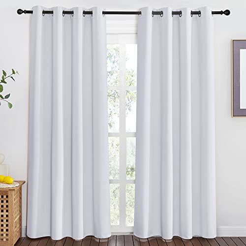 NICETOWN Room Darkening Privacy Doorway Curtains - Grommet Thermal Insulated Light Blocking Window Treatments for Bedroom/Living Room (W46 x L80, 1 Panel, Greyish White)