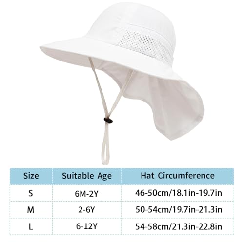 Sombrero de sol para bebé UPF 50+ con ala ancha transpirable y solapa para el cuello 7