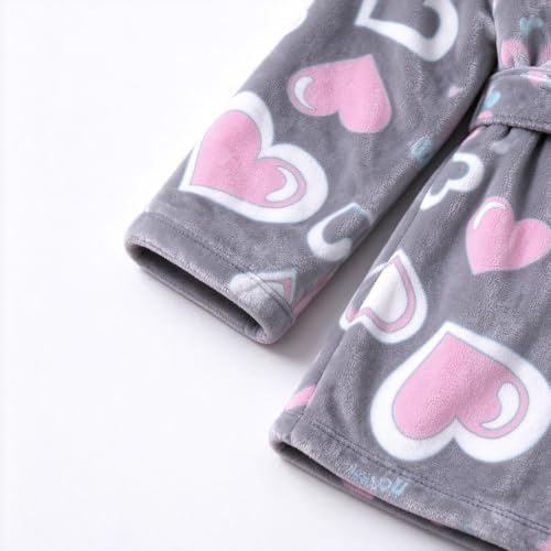 Image of Girls Soft Fleece Robes Plush Hooded Bathrobes Sleepwear for Kids 2-16 Years