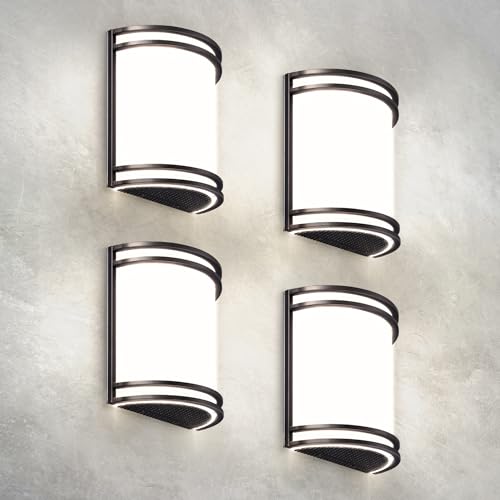 Image of ASD Indoor LED Wall Sconce Lights - 10 Inch 15W Bronze Modern LED Wall Sconces Hardwired - ETL Dimmable 3000K 4000K 5000K Adjustable Sconce Light Fixture for Bedroom, Hallway, 4 Pack