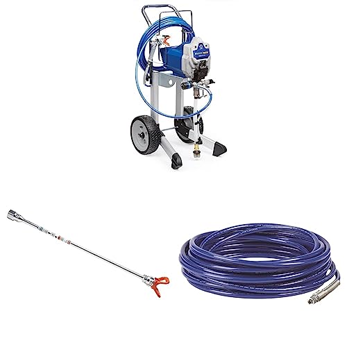 Graco 17G180 Magnum ProX19 Cart Paint Sprayer, Blue & White & 243041 Magnum 15-Inch Tip Extension, Gray & 247340 1/4-Inch Airless Hose, 50-Foot, Feet