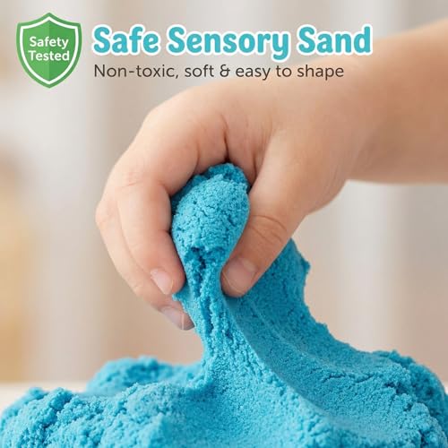 Image of Carolart Cake Sensory Bin, Sand Baking Toys for Kids, Play Cake Sand Kit | Ice cream and dessert sensory play with colorful sensory sand, pretend bakery activity, gift for kids ages 3-8