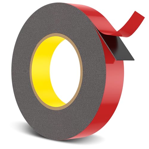 Image of HitLights Double Sided Tape Heavy Duty, 1 in x 24.6 ft, Adhesive Mounting Tape Waterproof, Strong Double Stick Foam Tape for Walls Poster Automotive Outdoor Home (Pack of 1)