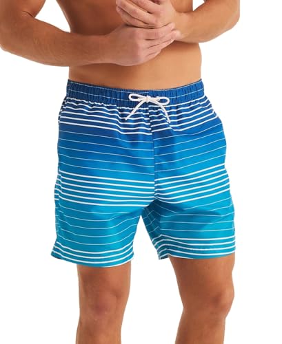 Nautica Mens Regular fit Swim Trunks Swimwear Small Blue Striped
