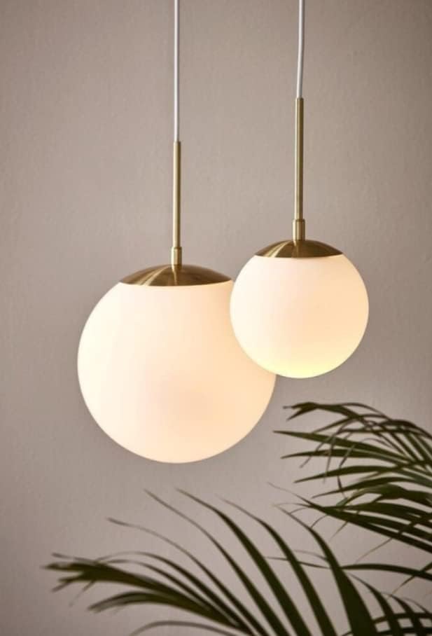 Image of Wall Lamp Chandelier Pendant Light, Home Decor for Bedroom, Living Room, Hallway, Cafe, Hotel, Restaurant (Milky Ball Hanging LAMP with LED Bulb Pack of 1)