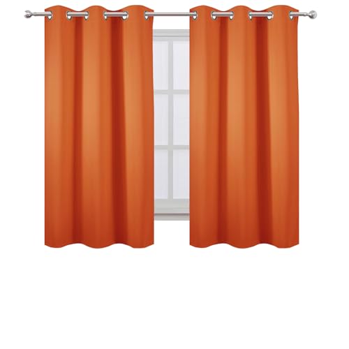 Image of LEMOMO Orange Blackout Curtains 42 x 54 Inch Length Set of 2 Panels Grommet Bedroom Curtains for Living Room