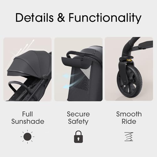 Image of newyoo Lightweight Baby Travel Stroller, Compact Toddler Strollers w Telescoping Handle, Cup Holder & Storage Pocket, One-Hand Quick Fold, Near Flat Recline Seat TR18, Black
