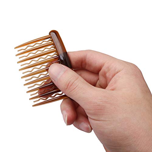 SUMAJU 12 Pcs Hair Combs for Women, Portable Side Comb Hair Accessories Plastic Teeth Hair Side Combs, Wavy Teeth Hair Comb for Fine Hair (4 Colors)