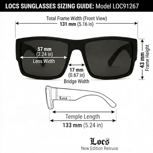 Image of Locs Mens Flat Top Gangster Sunglasses Black Silver Frame 91026
