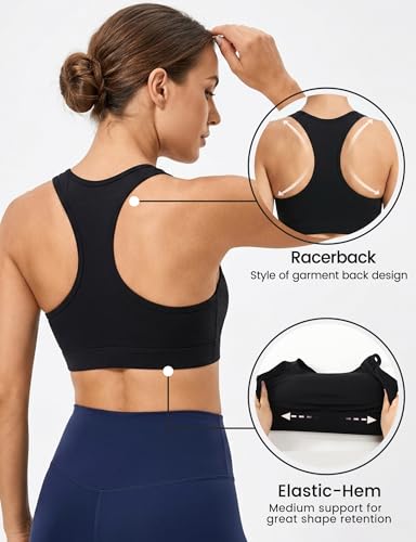 Image of Buauty 2 Packs Sports Bras for Women, Medium Support Sport Bras Push Up Yoga Racerback Bra, Gym Fitness Athletic Bra