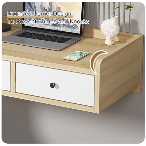 Mesa de maquillaje flotante de madera noble tocador de pared Vani Premium 4