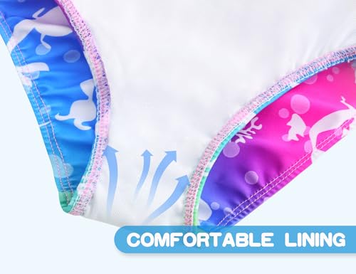 Image of Snowheart Girls Swimsuit One Piece Bathing Suit Kids Quick Dry Shoudler Ruffle Floral Swimwear for 3-12 Years Old