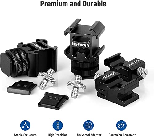 Neewer 8 Pcs Hot Shoe Mount Adapter Kit, Including Triple Cold Shoe Mount, 1/4” Screw Adapter, Flash Stand Bracket, And Hot Shoe Cover For Dslr Camera, Led Light, Microphone, Light Stand, Monitor #TOP1