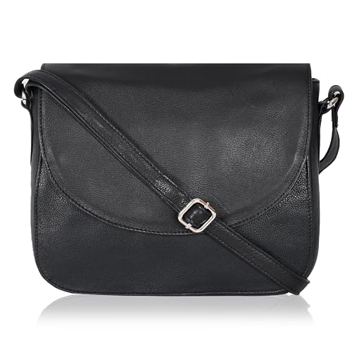Image of Genuine Leather Shoulder Crossbody Purse For Women with Adjustable Strap, Mobile Pocket & Outside & Inside Zipper