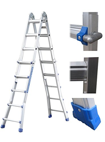 Profi 5/8/16 Teleskop-Leiter 16 Sprossen Aluleiter Mehrzweckleiter Klappleiter Bockleiter Alu Malerleiter Multifunktionsleiter