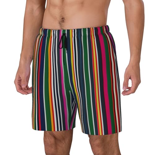Colorful Stripes Print Men Stylish Functionality Swim Trunks Breathable Beach Shorts Surfing Gym Fishing2