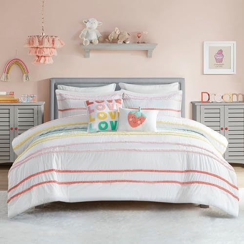 Image of Intelligent Design Kids Stripes White Queen Cotton Comforter Set, 5pc