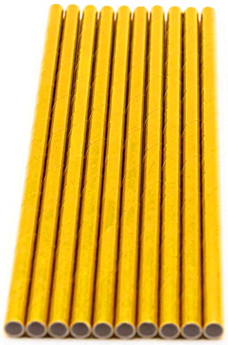 Pack Of 150 Gold Foil Biodegradable 4-Ply Paper Drinking Straws (Compostable, Non-Toxic, Bpa-Free) #TOP1