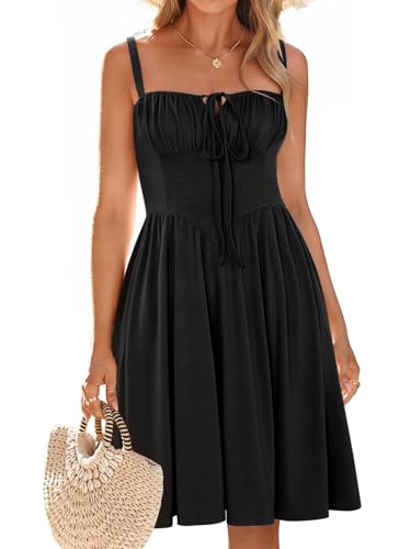 Image of YIOYOLA Womens Summer Mini Corset Casual Dresses Spaghetti Straps Lace Up Vacation Beach Sundress with Pockets 2026