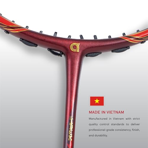 Image of Apacs iHawk X70 (Unstrung) Full Graphite Ultra Strong Carbon Fibre (75-79g) | 35 LBS Max Tension | 3D Power Frame | Made in Vietnam Badminton Racket with Full Cover (Maroon) (All Rounder)