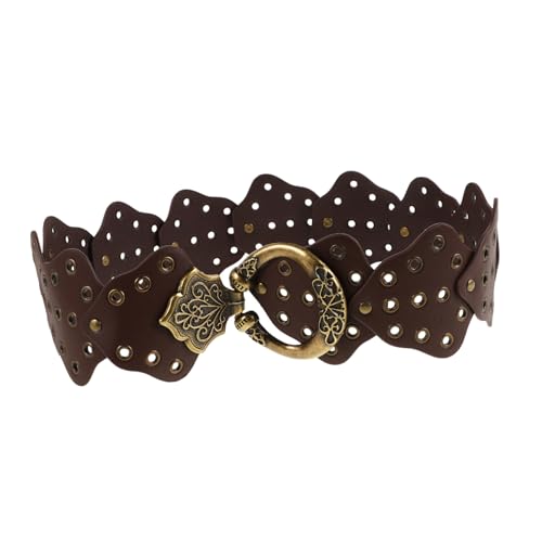 Vintage Leaf Embellished Fashion Belt for Women Wide Waist Belt for Comfortable All Day Wear Boho Style Accessories for Festival Outfits Brown