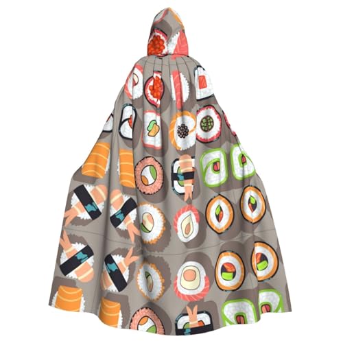 Capa con capucha impresa de sushi sin cremallera ideal para disfraces rápidos de adultos