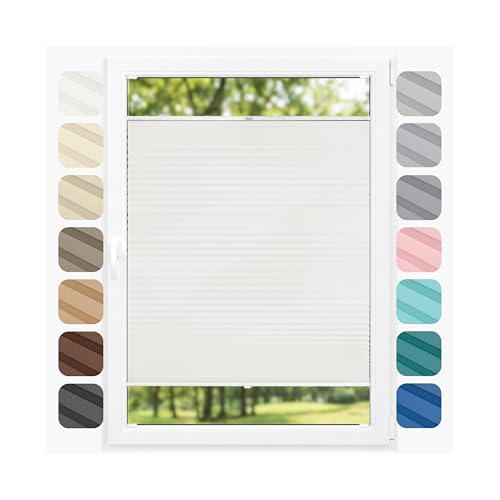 Birrke® Plissee mit Bohren nach Maß – Fenster Plissee Rollo Innen, Fester Halt für Holz-, Kunststoff- & Alufenster, Sichtschutz & Sonnenschutz, pflegeleicht & lichtbeständig - B:25-160cm, H:50-149cm