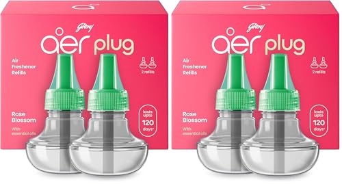 Image of Godrej aer Plug Electric Air Freshener 2 Refills (20ml each) | Rose Blossom | Lasts up to 120 days (Pack of 2)