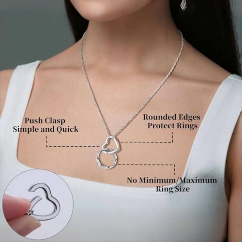 GAVU Stainless Steel Ring Holder Necklace for Women, Women’s Heart Pendant Ring Keeper Necklace in Silver/Gold/Rose Gold 18"4