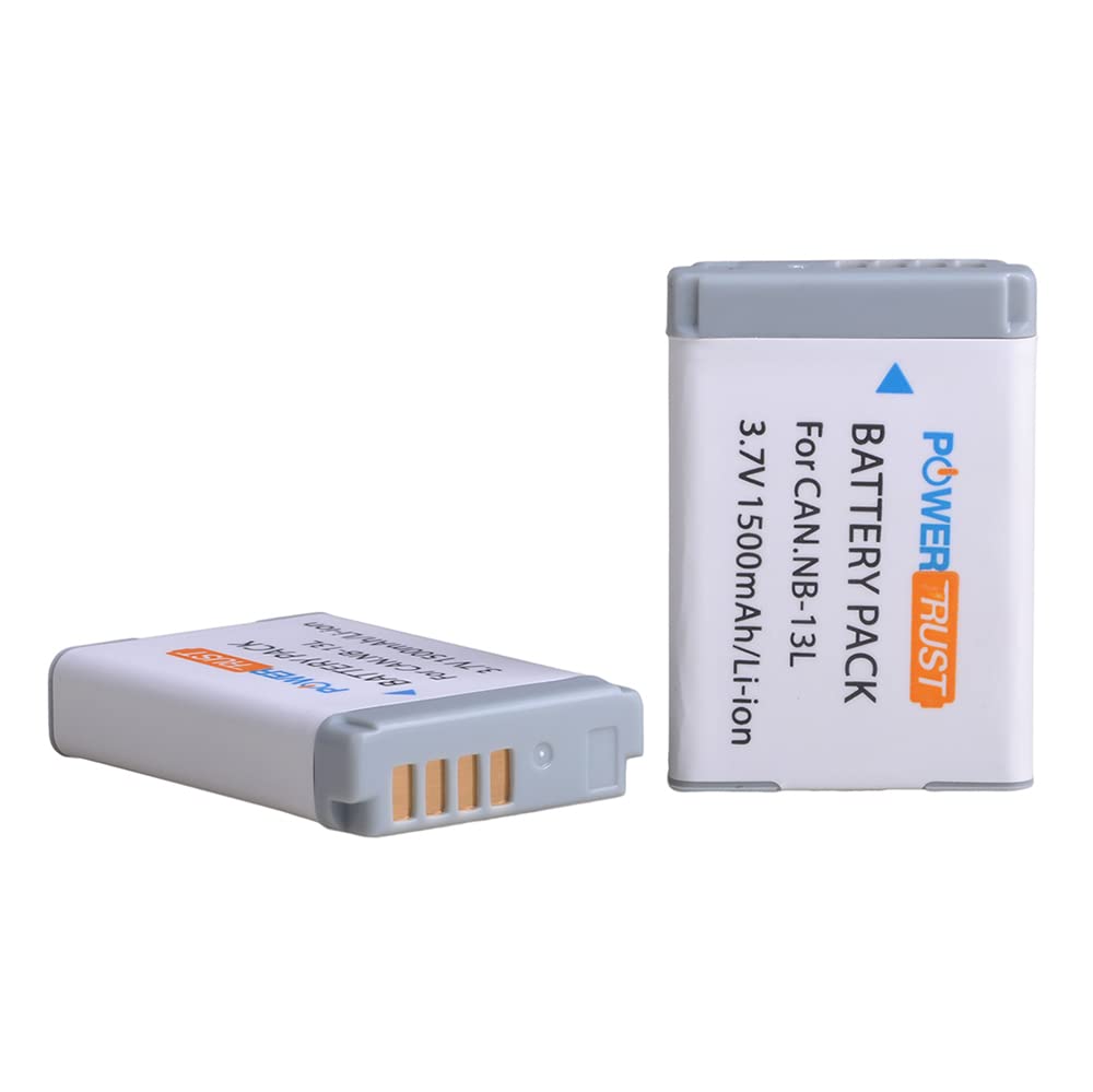 Lot de 2 batteries et chargeur NB-13L pour Canon PowerShot G7X, G7 X Mark II, G7 X Mark III, G5X, G5 X Mark II, G9X, G9 X Mark II, G1 X Mark III, SX740 HS, SX720 HS, SX620 HS, SX620 HS,