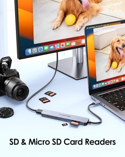 Image of LENTION USB-C Hub, 4K@60Hz HDMI, 100W PD, 2 USB-C, 2 USB 3.0, Card Reader | 2A & 2C Work Simultaneously, Stable Driver 3.0 Certified, for macOS, iOS /iPadOS, Windows & ChromeOS (CE19, Space Gray)