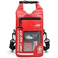 250 PCS Waterproof First Aid Kit, Roll Top Reflective Boat Dry Bag Bug Out Bags, Emergency Medical Kit Ideal for Boating, Camping, Fishing, Kayaking, Floating, Red