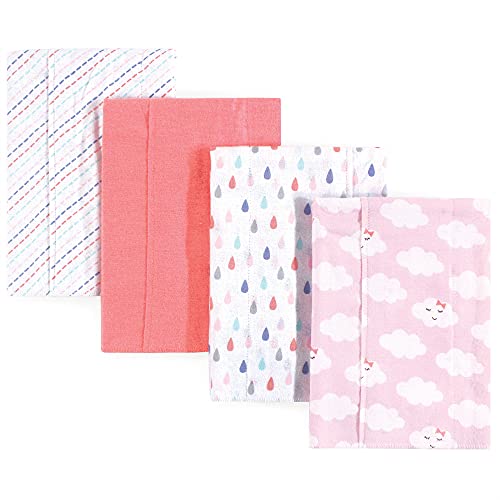 Image of Luvable Friends Unisex Baby Cotton Flannel Burp Cloths, Girl Clouds, One Size