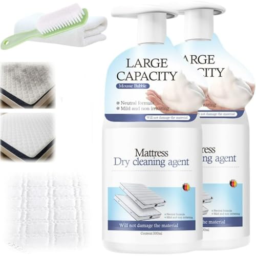 Limpiador de colchones y quitamanchas en spray, potente quitamanchas de colchones para cama, sofá, alfombras y tapicería, limpiador instantáneo y suave de manchas amarillas y tratamiento (2sets)