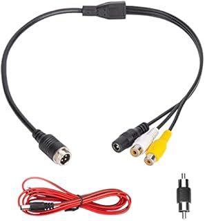 4 PIN Male to RCA Female Cable,M12 4PIN Shockproof Waterproof to RCA Video +DC Connector Adapter Wire with RCA adapter Male to Male and Power Cable,RCA to 4 -PIN Monitor/Camera Adapter