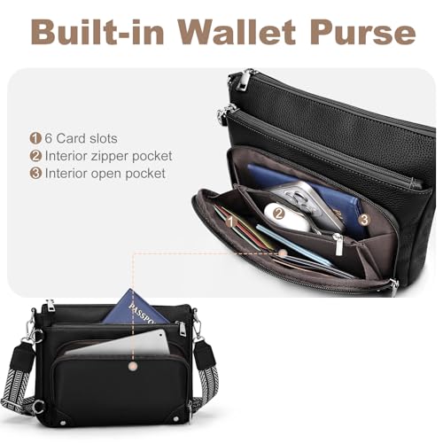 Image of SYTRAH Anti-Theft Crossbody Purse for Women, Crossbody Shoulder Bag with Built-in Wallet & RFID Blocking for Travel Workout