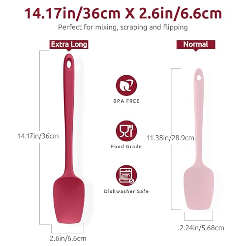 Image of U-Taste 14 inch Long Silicone Spoonula, 600F High Temp Spoon Spatula, Red