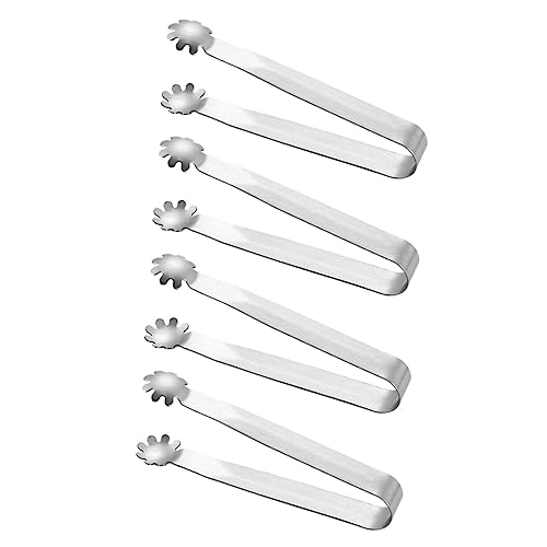 OFFSCH 4pcs Ice Cube Tongs Sugar Cube Holders Silver Stainless Steel Strong Easy to Use for Buffet Bar