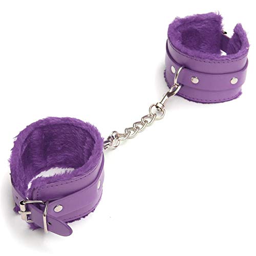 BONDAGERIE® Manette viola in ecopelle regolabili con catenina