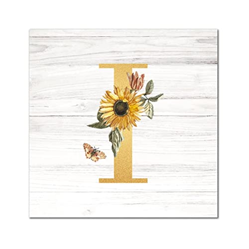 Lettre en bois monogramme I doree plaque murale maison 40cm