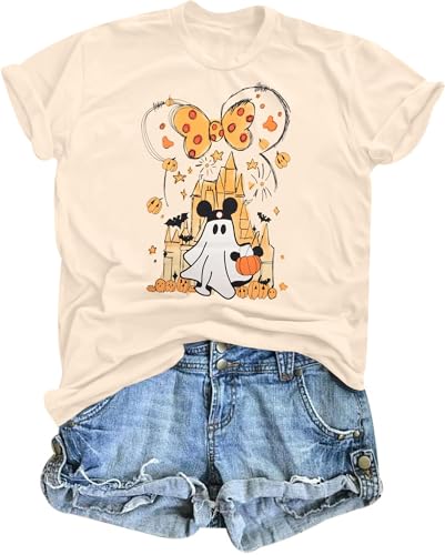 MNLYBABY Happy Halloween Shirt Women Magical Halloween Shirts Funny Spider Web Graphic Shirts Spooky Season Short Sleeve Tops