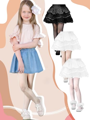 3 Pairs Girls Lace Girls Fishnet Tights Kids Sheer Tights Stockings Hollow Dance Pantyhose4