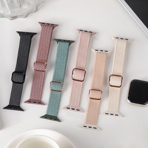Image of Slim Braided Bands for Apple Watch Band 40mm 41mm 42mm 38mm 46mm 44mm 45mm 49mm Women,Stretchy Solo Loop Nylon Elastic Thin Narrow Skinny Strap for iWatch Ultra 3 SE 3 Series 11 10 9 8 7 6 5 4 3 2 1