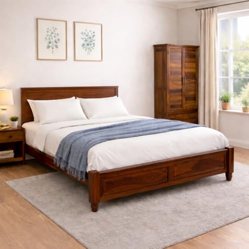 Image of Wudniture Solid Sheesham Wood King Size Bed | Strong & Durable Bed Cot, For Bedroom, 72 x 72 Inch Mattress, Mattress Not Included