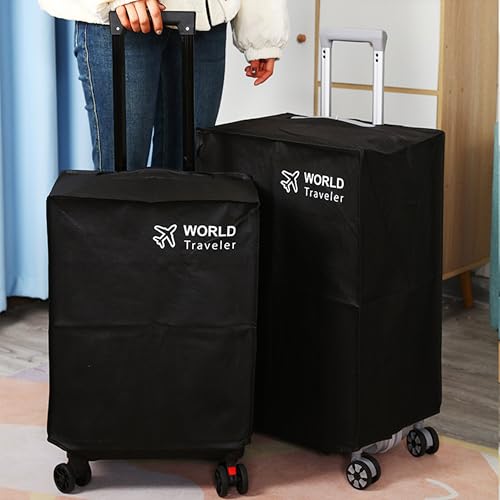 Image of Kraptick Non-Woven Luggage Cover - Waterproof, Dustproof, and Stretchable Luggage Protector Cover, Durable Non-Woven Luggage Case for Trolley Bags with Stretchable and Durable Design (Black-28 Inch)