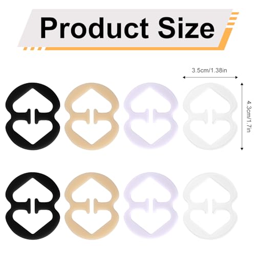 8pcs Bra Clips to Make Racerback, 1.7x1.38in Bra Strap Holder for Slipping Racer Back Conceal Straps for Dresses Shirts and Sports Tops (Black, White, Clear, Beige)2