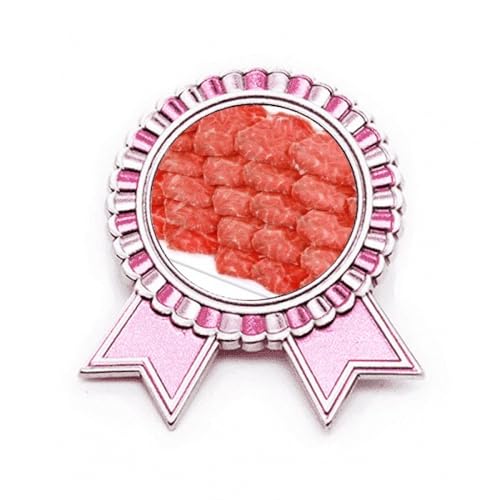Broche en forme de steak de viande crue rose en métal taille M