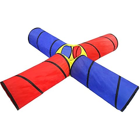 Meero London Kids Play Tunnels,4 Ways Indoor Outdoor Crawl Through Tunnel For Kids Dog Toddler Babies Children-Red & Blue Cover